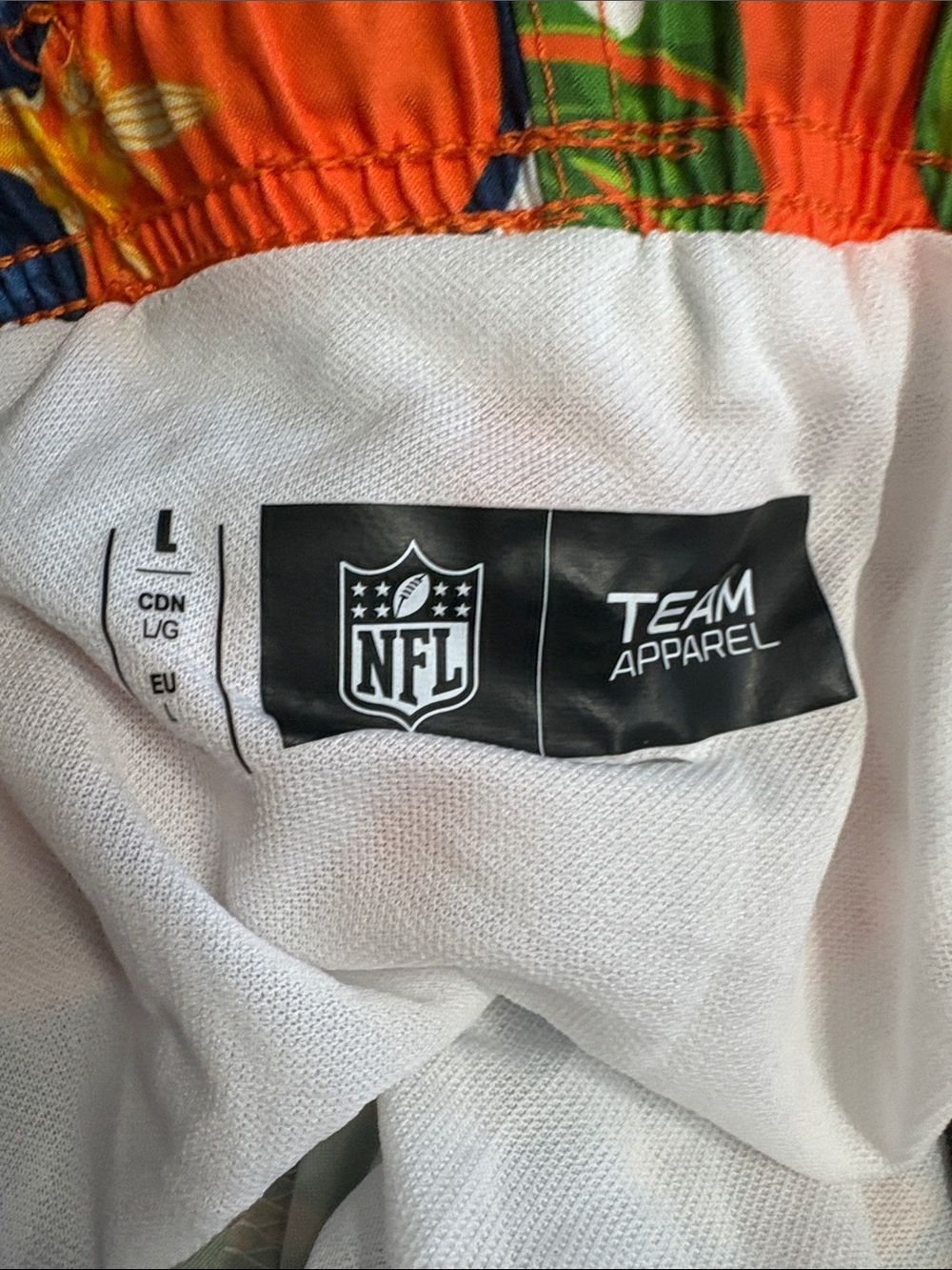 NFL Denver Broncos Orange Floral Men's Swim Shorts Size Large -- washed not worn - Picture 5 of 7
